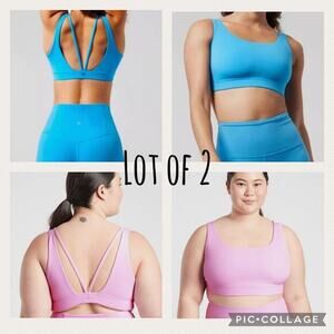 LOT OF 2 NWT Athleta Exhale Bra 3X D-DD-Santorini Blue AND Opaque Lilac $98‎